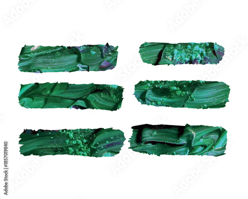 Golden green glitter watercolor brush strokes. Abstract grunge color paint textures. Banner art collection. Multicolored aquarelle stains border template.