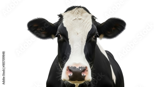 Canvas-taulu Black and white Holstein cow PNG isolated on transparent background, dairy cattl
