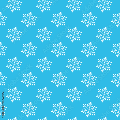 Winter seamless pattern with white snowflakes on blue background. Vector illustration for fabric, textile wallpaper, posters, gift wrapping paper. Christmas vector illustration.