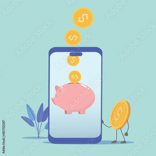 Online payments, income generation, mobile banking, piggy bank app, secure payments, savings, budget planning. Profitable investments, interest payments, deposits, financial stability