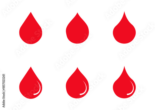 Red Blood Drop Vector Icon – Flat Medical Blood Drop Stock Illustration
