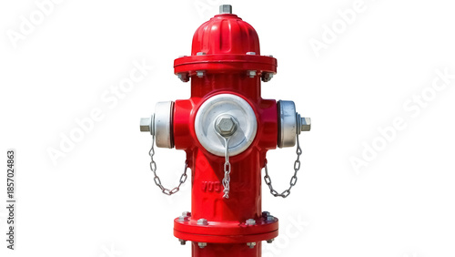 Fotografija Bright red fire hydrant isolated PNG, emergency equipment for firefighting and w