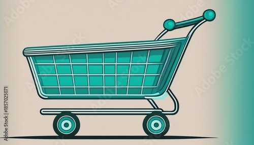 simple modern design of a teal shopping cart