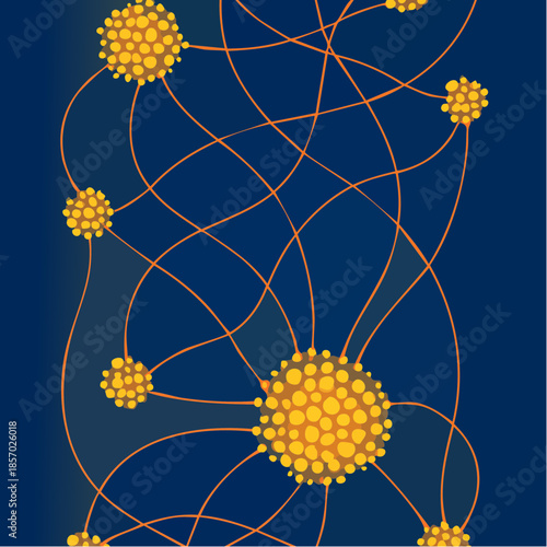 bright nodes pulse across deep blue, mapping connection, complexity, and the invisible architecture of networks