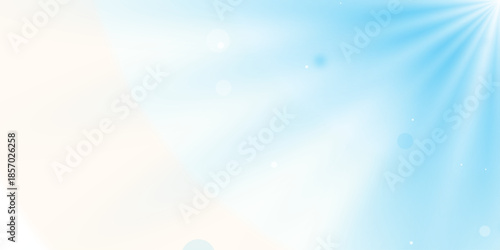 Abstract blue background with rays of bright sunlight and summer clouds in a sunny sky creates a beautiful nature illustration with a blur vector design for an art background