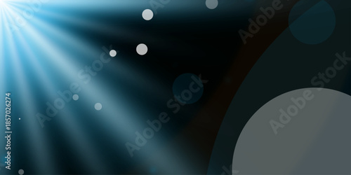 Abstract blue background design featuring glowing light rays and digital motion patterns with wave lines on a dark space backdrop