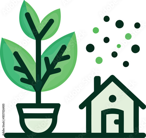 Eco Friendly Home and Green Plant Vector Illustration Created with AI