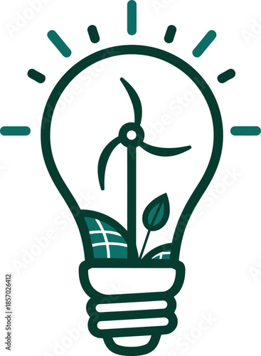 Green Energy Lightbulb Concept Vector Illustration Created with AI