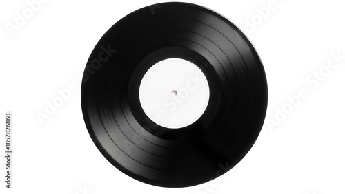 Black vinyl record PNG isolated on transparent background, vintage music disc for audio and entertainment purposes