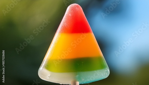 an unmistakable tri colored treat on a stick perfect for concepts of summer cooling and sweet snacks