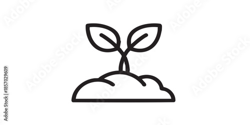 Plant in soil thin line icon, spring season concept. Vector graphics. Sprout in ground, gardening sign on white background, style icon mobile or web design.