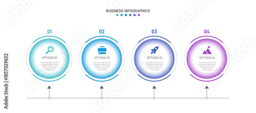 Progress bar featuring 4 arrow-shaped elements, symbolizing the four stages of business strategy and progression. Clean timeline infographic design template. Vector for mobile presentation.