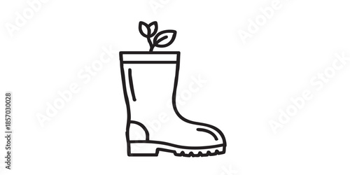 Tarpaulin boot thin line icon, spring season concept. Vector graphics. Rubber boot footwear, gardening sign on white background, style icon mobile or web design.