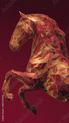 Wallpaper Mural Red glowing horse made of sparkling particles on dark background Torontodigital.ca