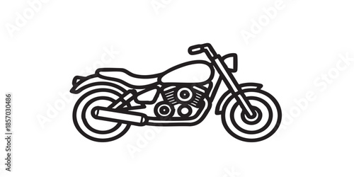 Motorcycle thin line icon, driver license concept. Vector graphics. Two wheeled motor vehicle, transport sign on white background, style icon mobile or web design