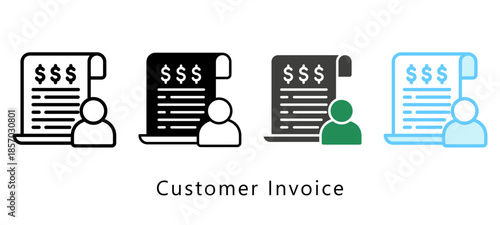 Customer Invoice Multi Style Icon. Mini Illustration Relate To Payment Service. Use For Modern Concept, Ui, Ux Web And App Development.