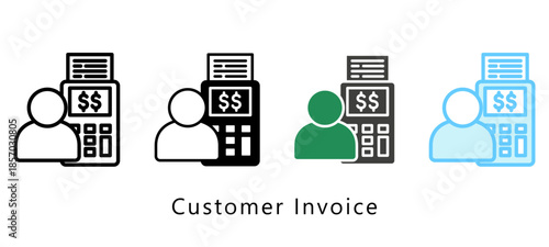 Customer Invoice Multi Style Icon. Mini Illustration Relate To Payment Service. Use For Modern Concept, Ui, Ux Web And App Development.