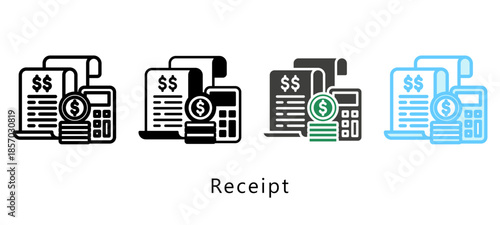 Receipt Multi Style Icon. Mini Illustration Relate To Payment Service. Use For Modern Concept, Ui, Ux Web And App Development.