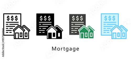 Mortgage Multi Style Icon. Mini Illustration Relate To Payment Service. Use For Modern Concept, Ui, Ux Web And App Development.