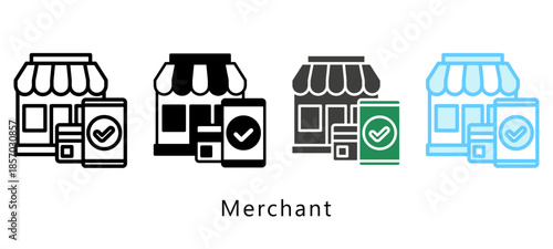 Merchant Multi Style Icon. Mini Illustration Relate To Payment Service. Use For Modern Concept, Ui, Ux Web And App Development.