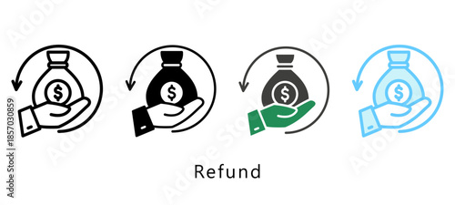 Refund Multi Style Icon. Mini Illustration Relate To Payment Service. Use For Modern Concept, Ui, Ux Web And App Development.