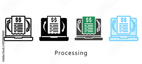 Processing Multi Style Icon. Mini Illustration Relate To Payment Service. Use For Modern Concept, Ui, Ux Web And App Development.