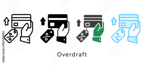 Overdraft Multi Style Icon. Mini Illustration Relate To Payment Service. Use For Modern Concept, Ui, Ux Web And App Development.