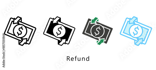 Refund Multi Style Icon. Mini Illustration Relate To Payment Service. Use For Modern Concept, Ui, Ux Web And App Development.