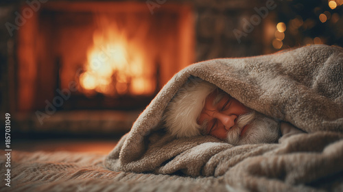 Wallpaper Mural Peaceful sleep under warm blanket by glowing fireplace Torontodigital.ca