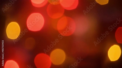 Soft bokeh orbs of carnival lights drifting in slow motion, warm reds and yellows, seamless loop, cinematic 4K render.