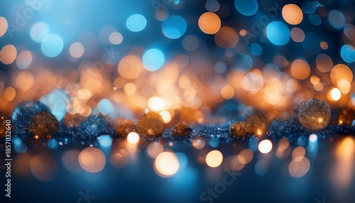 Abstract Festive Background With Blue And Orange Bokeh Lights Creating A Magical And Dreamy Atmosphere