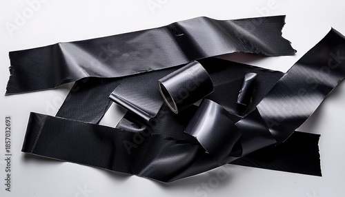 Black Matte Adhesive Torn Tape Objects