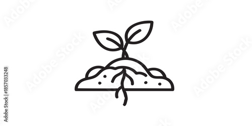Plant in soil thin line icon, spring season concept. Vector graphics. Sprout in ground, gardening sign on white background, style icon mobile or web design.
