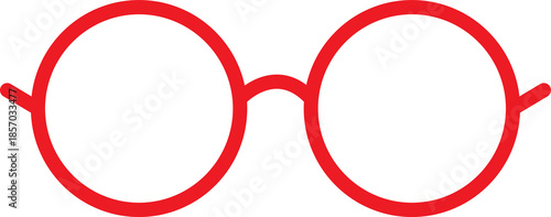 Red  round specs glasses outline icon hipster style vector illustration