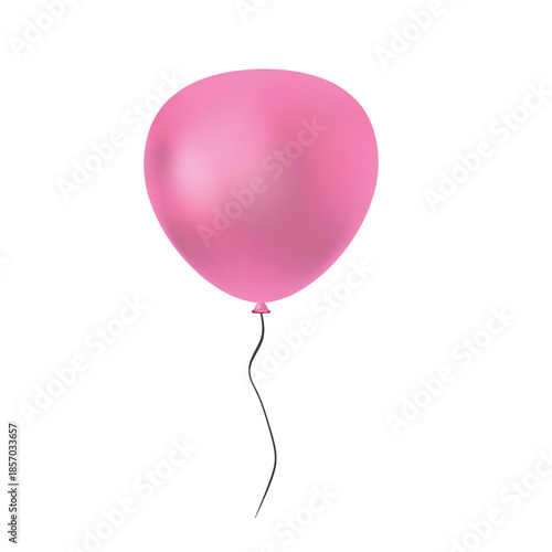 Pink balloon isolated on a white background. Party decoration for birthday and celebrations. Vector realistic colorful festive 3d helium balloons.