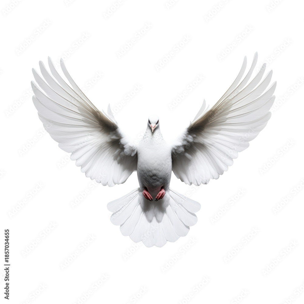 Fototapeta premium Dove with Spread Wings on Transparent Background