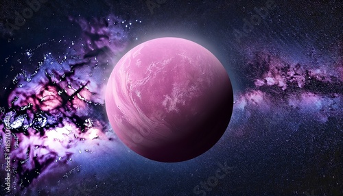 Dusty Pink Planet In Deep Space