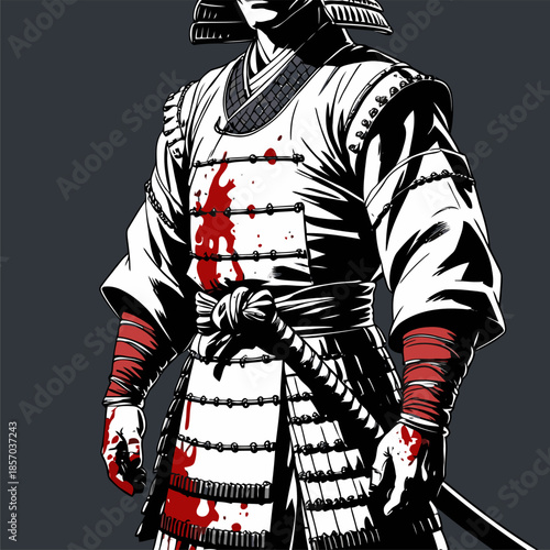vector image of brave samurai armor