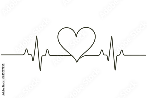 Heartbeat line art with heart symbol representing life and love