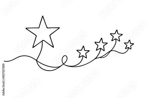 Simple line drawing of stars connected by a flowing line on a white background