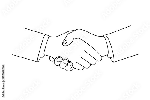 Business handshake illustration symbolizing agreement and partnership in a clean line art style