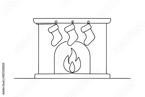 Cozy fireplace with stockings and a warm fire, perfect for Christmas celebrations