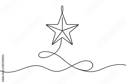 Minimalist single line drawing of a star on a wavy line, representing hope and aspiration