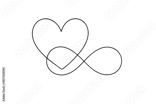 Elegant single line drawing of a heart intertwined with an infinity symbol