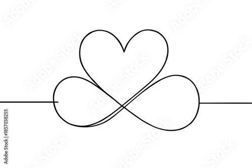 Elegant continuous line drawing of a heart intertwined with an infinity symbol