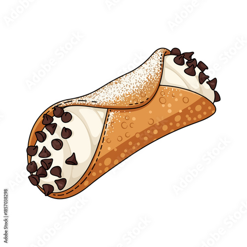 Flat Vector Illustration of Cannoli – Traditional Italian Dessert