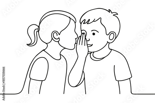 Children whispering secrets to each other in a playful, intimate moment
