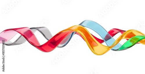 Colorful abstract glass ribbon wave background for creative digital design projects