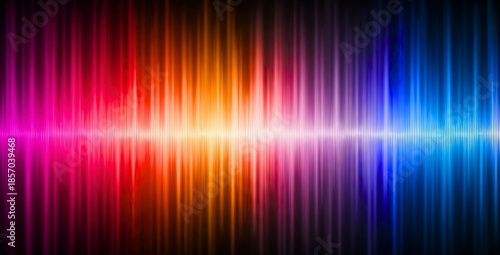 Vibrant abstract sound wave background with colorful glowing light spectrum