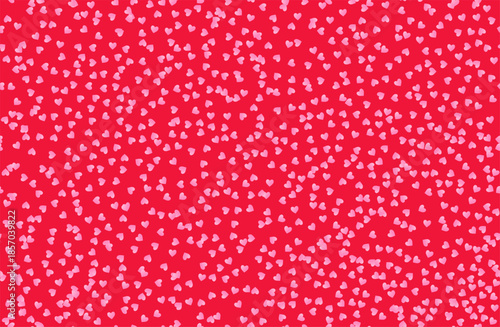 Gradient Heart seamless pattern. Random repeating love background. Repeated scattered hearts for design prints. Scattering graphic motif. Repeat lattice. Randomly ornament. Vector illustration